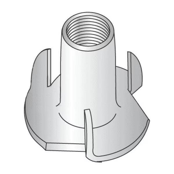 T-Nut, 3 Prongs, #10-32, 18-8 Stainless Steel, 9/32 in Barrel Ht, 4000 PK, Newport Fasteners, Mfr#: 814599-BR-4000